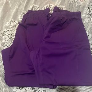 2 pair purple scrub pants